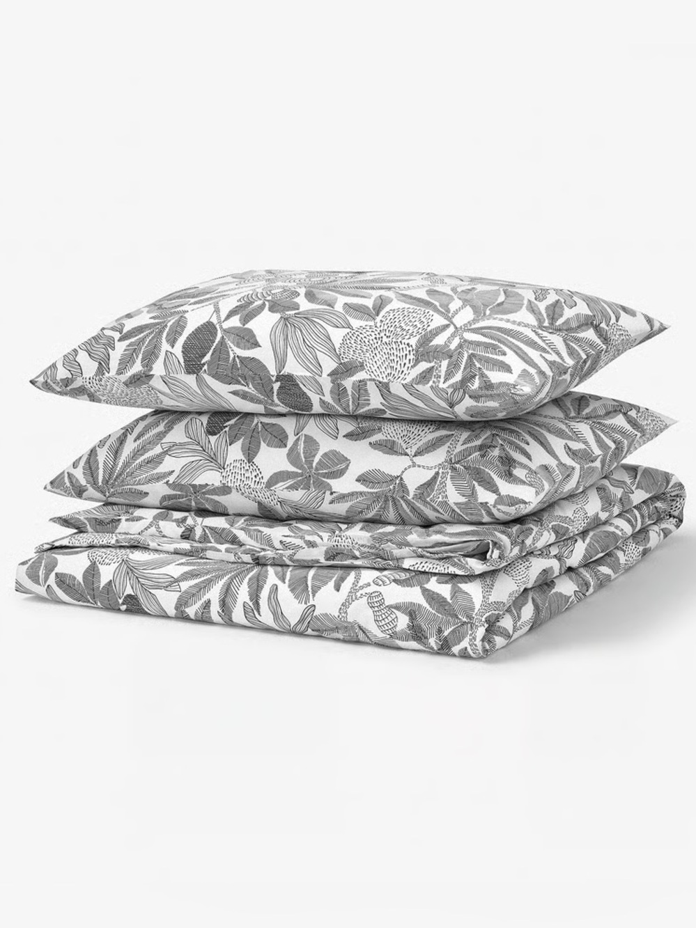 Black & White Botanical Print Duvet Cover Set